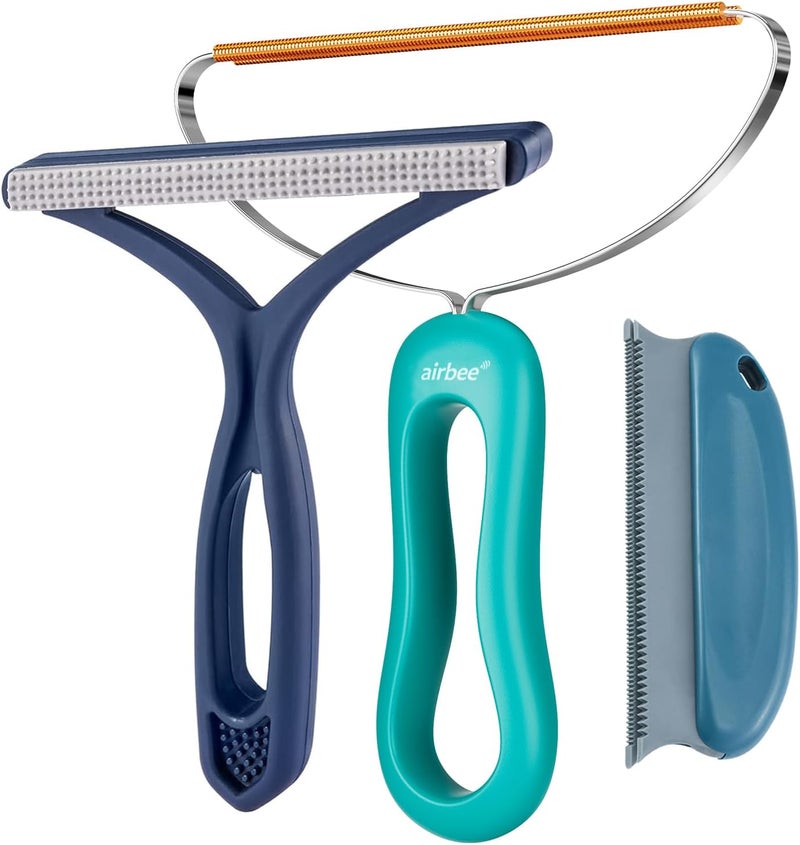 Airbee مجموعة إزالة شعر الحيوانات الأليفة 3 قطع، مزيل شعر الكلاب والقطط، آلة حلاقة الوبر المحترفة، أداة إزالة الشعر، مكشطة سجاد محمولة، فرشاة كرات الشعر لف carpets، الملابس، حصائر السيارات، الأريكة، سرير الحيوانات الأليفة، الأثاث - Image 1